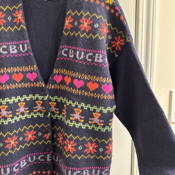 United Colors Of Benetton Small Button Up Violet Colorful Cardigan Sweater VTG - Picture 5 of 10